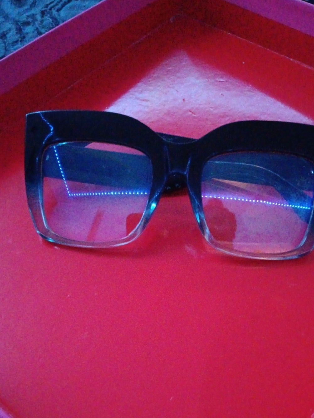 Black and Blue Gradient Ombre Oversized Square Glasses